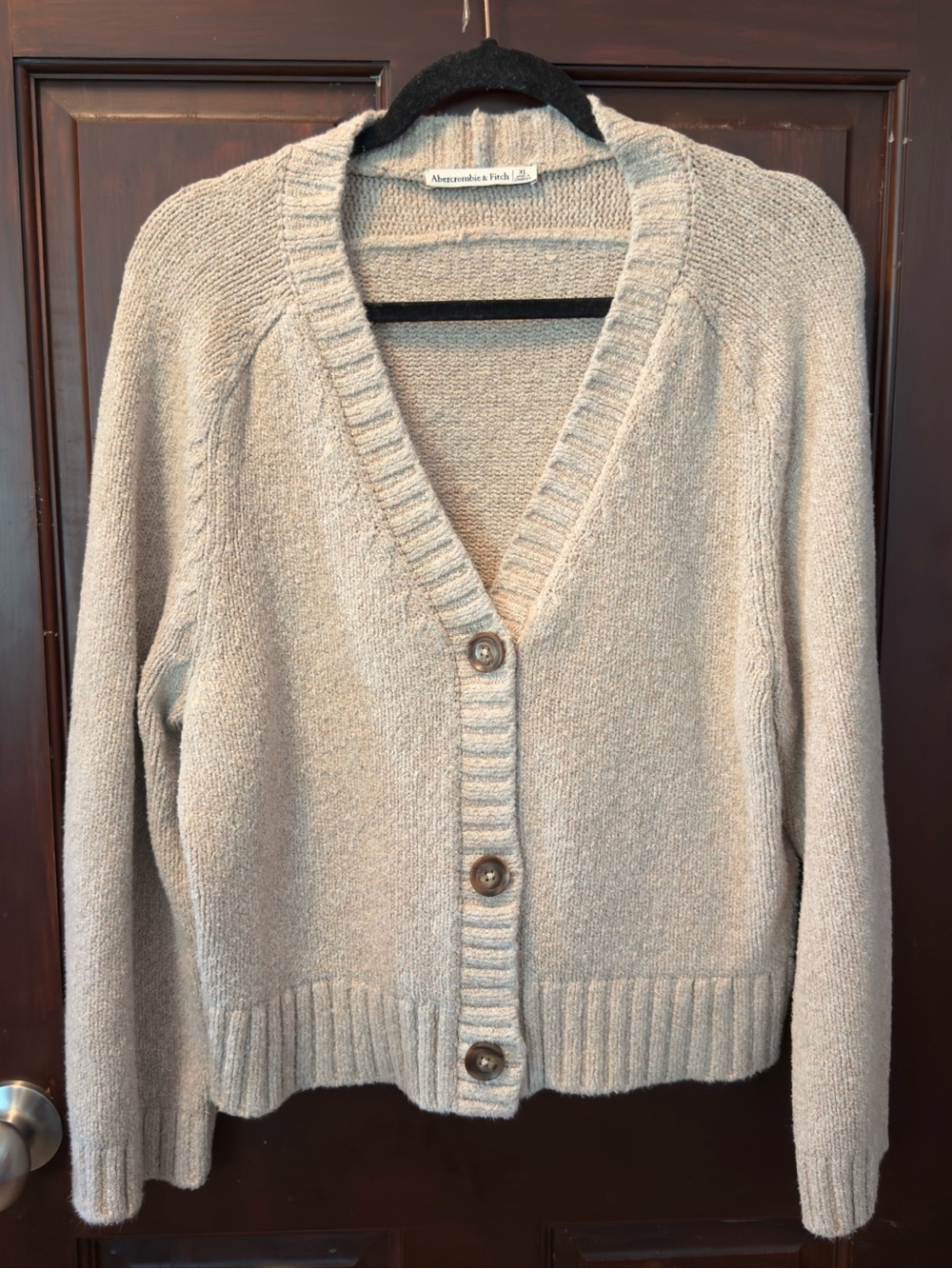 Abercrombie & Fitch Cream Button-Front V-Neck Cardigan